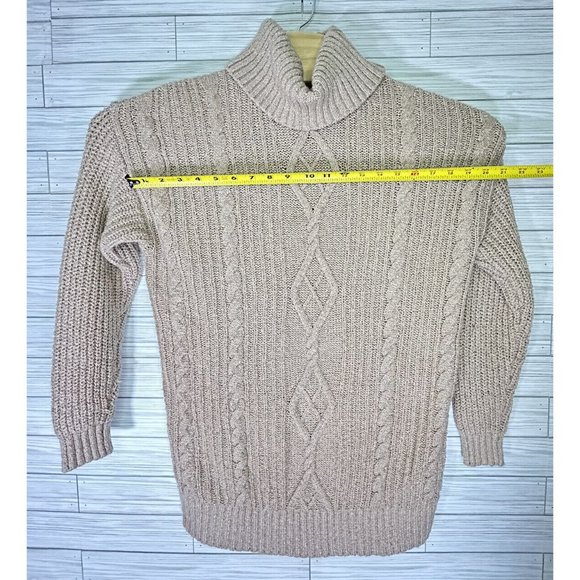 Women'sTorrid Turtleneck Cable Knit Medium Weight Tan/Brown/Cream Sweater Size 1 - Picture 8 of 8